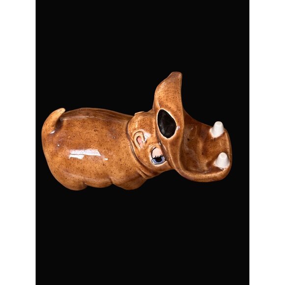 Hippo Figurine With Goofy Expression vintage 1979 ceramic - Picture 3 of 9